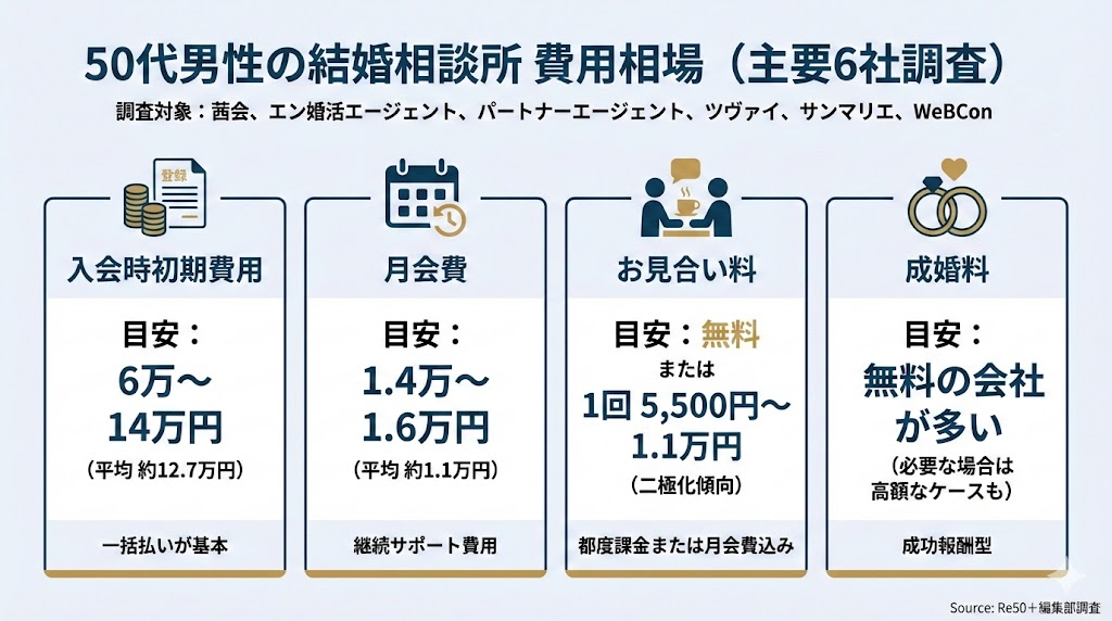 50代男性が結婚相談所にかける費用相場と入会金